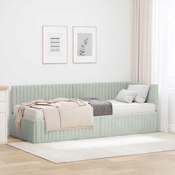 vidaXL Hoekbedframe met Matras met hoofdeinde 2 st, Huis en Inrichting, Verzenden, Nieuw, Stof