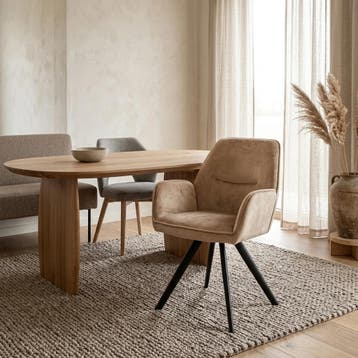 Eetkamerstoel Nova Beige Velvet | Starfurn, Ophalen of Verzenden, Nieuw