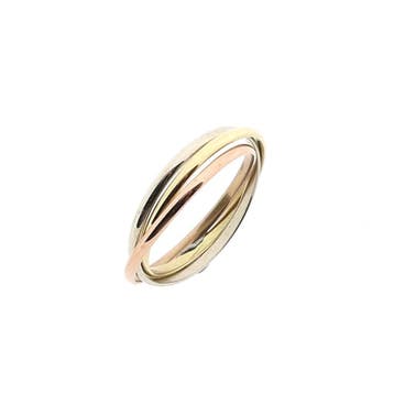 Tricolor gouden trinity ring, Sieraden, Tassen en Uiterlijk, Ringen, Gebruikt, Ophalen of Verzenden, Kleiner dan 17, Dame
