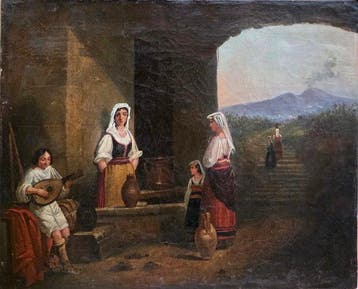 Italiaanse school (XIX) - Scena di vita popolare