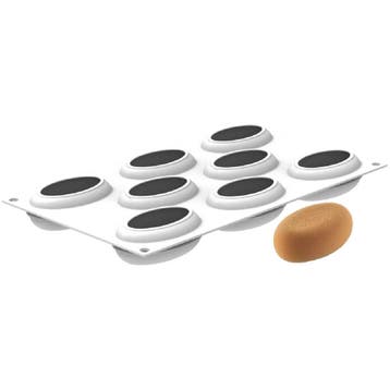 Silikomart Siliconen Bakvorm Ovaal (8x) 8x5,2cm + Cutter, Hobby en Vrije tijd, Taarten en Cupcakes maken, Verzenden, Nieuw