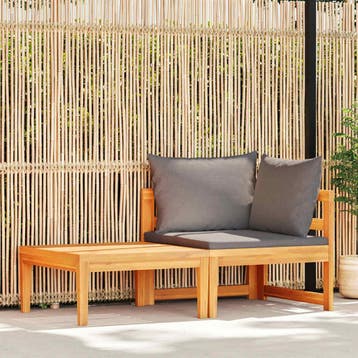 vidaXL 2-delige Loungeset met donkergrijze kussens, Verzenden, Nieuw, Hardhout, Loungeset