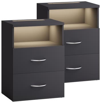 Nachtkastje Jamie Set van 2 Antraciet 55x40x28cm (Interieur), Huis en Inrichting, Slaapkamer | Bedden, Verzenden, Nieuw