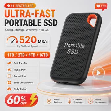 Compacte Externe SSD 1TB/2TB - Draagbare Opslag met USB 3.1, Verzenden, Nieuw