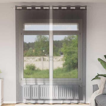 vidaXL Gordijnen voile met doorvoertules 2 st 140x260 cm, Verzenden, Nieuw, Zwart