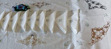 Prachtige handdoek met mooie Venetiaanse kant en blauw