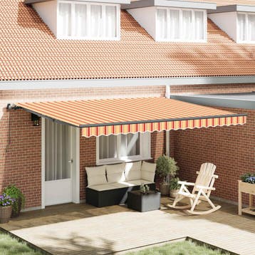 vidaXL Uitschuifbare luifel Geel en Oranje 450 × 350 cm, Verzenden, Nieuw