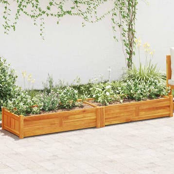 vidaXL Plantenbak verhoogd 200x50x25 cm acaciahout, Minder dan 30 cm, Verzenden, Minder dan 60 cm, Nieuw
