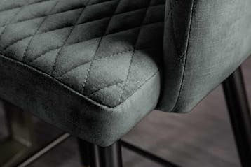 Design barkruk PARIS groen fluweel met decoratieve quilting, Ophalen of Verzenden, Nieuw
