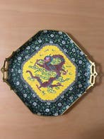 Octagonaal porseleinen dienblad met cloisonné-emaille in