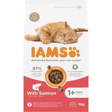 3x IAMS Kat Adult Zalm 3 kg, Verzenden, Nieuw