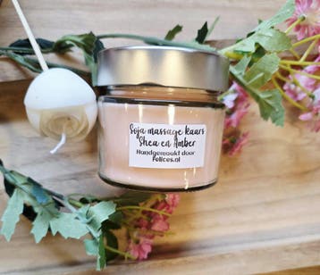 Handgemaakte soja massage kaars - shea boter - Amber en, Nieuw