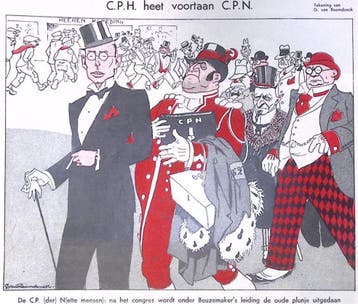 C.P.H. heet voortaan C.P.N. op spotprent (lijst optie), Antiek en Kunst, Verzenden