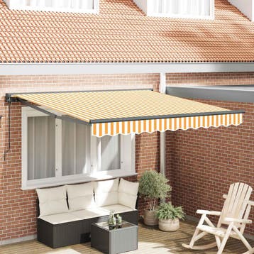 vidaXL Handmatige Zonnescherm 3 x 2,5 m Geel en wit, Verzenden, Nieuw