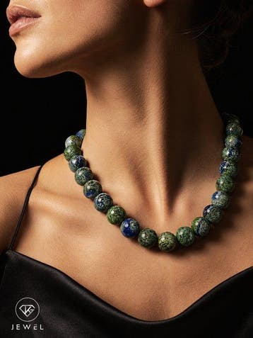 Blauwgroene azurietketting - 925 sterlingzilver - Gedurfd