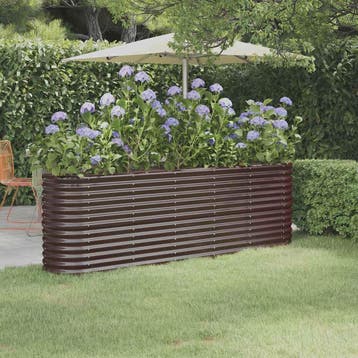 vidaXL Plantenbak 224x40x68 cm gegalvaniseerd staal bruin, Tuin en Terras, 100 cm of meer, Verzenden, Nieuw, Metaal