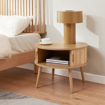 Nachtkastje Nordkapp rond 45x60 cm naturel [en.casa], Verzenden, Nieuw