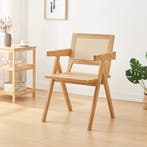 Eetkamerstoel Asikkala 79x50x50 cm bamboe rotan look naturel, Huis en Inrichting, Verzenden, Nieuw