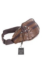 Heuptasje Echt Leer Vakjes Donkerbruin Fanny Pack Donker Bru, Ophalen of Verzenden, Nieuw, Bruin, Overige typen