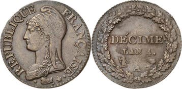 Décime 1795 (an 4), Frankreich Erste Republik 1793-1804, Verzenden