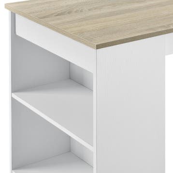 Bartafel met 3 planken 110x50x103 cm wit en eikenkleurig, Huis en Inrichting, Verzenden, Nieuw