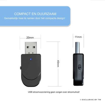 2 in 1 USB Bluetooth 5.0 Zender en Ontvanger - Bereik tot 10, Ophalen of Verzenden, Zo goed als nieuw