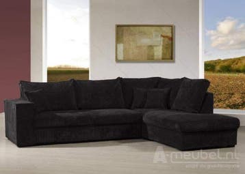 Hoekbank Afferden - loungebanken - Zwart, Nieuw, 150 cm of meer, Stof, 250 tot 300 cm