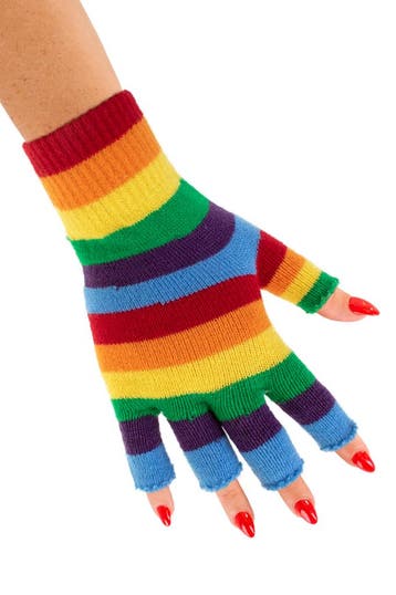 KIMU® Vingerloze Handschoenen Regenboog Vingerloos Gekleurd, Ophalen of Verzenden, Nieuw, Feestartikel, Carnaval