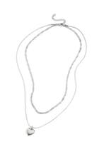 Gelaagde ketting met hart charm - zilveren kleur, Verzenden, Nieuw