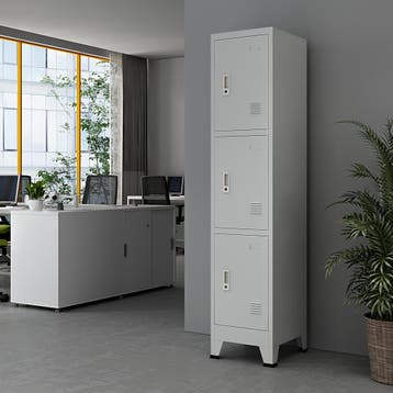 [en.casa] Lockerkast Joroinen 180x38x45 cm staal met 3 deure, Verzenden, Nieuw