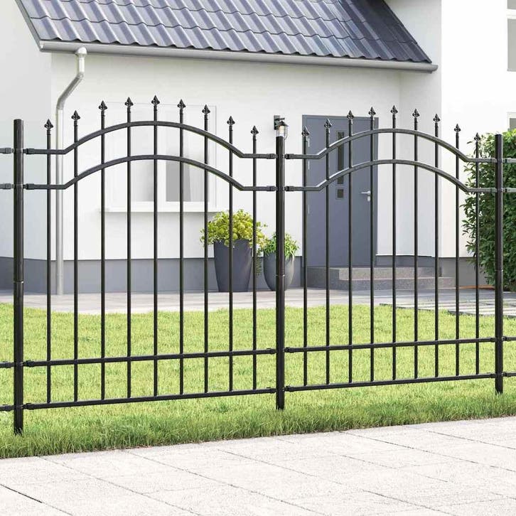 vidaXL Tuinhek Woerden Grijs 240 x 165 cm Poedergecoat staal, Tuin en Terras, Schuttingen, Nieuw, IJzer, Verzenden