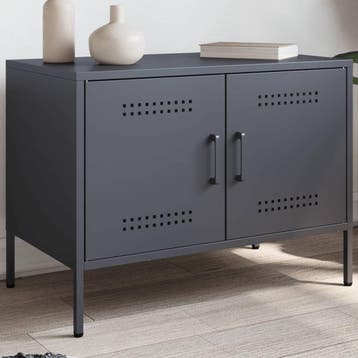 vidaXL Tv-meubel 68x39x50,5 cm staal antracietkleurig, Huis en Inrichting, Kasten | Televisiemeubels, Verzenden, Nieuw, Metaal