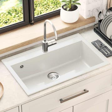 vidaXL Wasbak Graniet 795 x 505 mm Wit, Verzenden, Nieuw