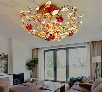 SLC Illumina - MG - Plafondlamp - Plafond Roze Goud 6Lichten, Antiek en Kunst