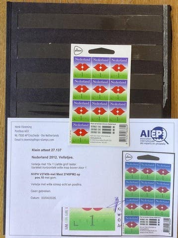 Nederland 2012/2012 - Hangboekje v 2745 B met plaatfout pm, Postzegels en Munten, Postzegels | Nederland, Gestempeld