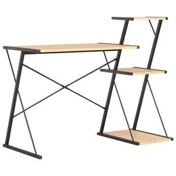 vidaXL Bureau met schap 116x50x93 cm zwart en eikenkleurig, Verzenden, Nieuw