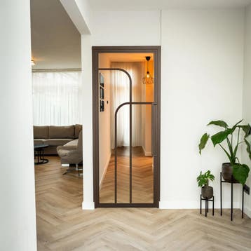 Stalen Binnendeur - Brons - 4 Vlaks rond - Helder glas, Doe-het-zelf en Verbouw, Deuren en Horren, Minder dan 80 cm, Binnendeur