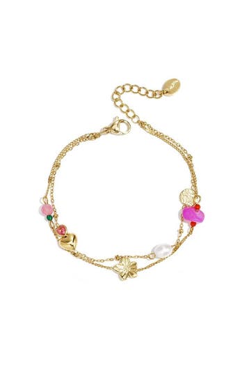 Goudlief Bedelarmband met hart, bloem, parel en kraaltjes, Sieraden, Tassen en Uiterlijk, Armbanden, Verzenden, Nieuw, Zilver