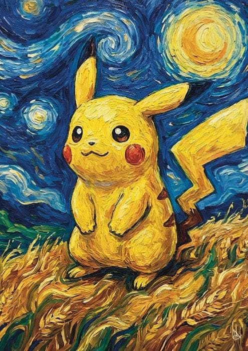 ANDSAL - Pikachu in Starry Night Van Gogh Tribute Pokémon, Spelcomputers en Games, Spelcomputers | Overige Accessoires