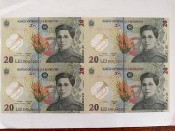 Roemenië. - 4 x 20 Lei - 2025 - Sheet of 4 - Pick 119Ac1