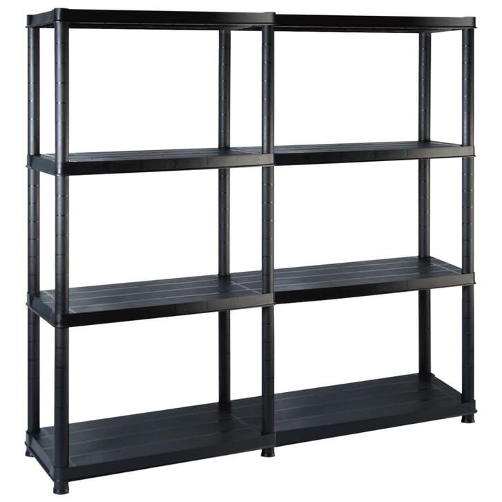 vidaXL Opbergrek 4-laags 122x30,5x130 cm kunststof zwart, Huis en Inrichting, Kasten | Stellingkasten, Nieuw, Verzenden