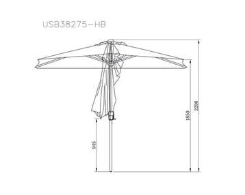 SOLUNA Wandparasol - Ø 270 cm - Zwart, Verzenden, Nieuw