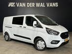 Ford Transit Custom 2.0 TDCI 131pk L2H1 Dubbele Cabine Euro6, Stof, Gebruikt, Wit, Dealer onderhouden