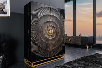 Handgemaakte barkast GOLDEN SUNSET 140cm zwartgoud massief, Ophalen of Verzenden, Nieuw