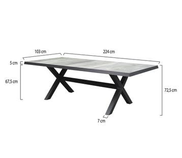 New Delhi dining tuintafel 224x103xH72,5 cm met kruispoot, Ophalen of Verzenden, Nieuw