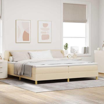 vidaXL Boxspringbed met matras met hoofdeinde Crème 200 x, Verzenden, Nieuw, Crème, Stof