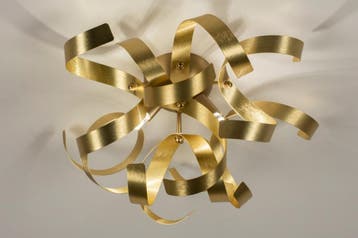 Rietveld Plafondlampen - Goud - Geschuurd Aluminium, Metaal, Verzenden, Nieuw