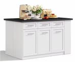 Keukeneiland met Uittrekbare Tafel – Marmerlook, 150 cm, Verzenden, Nieuw