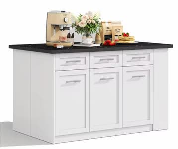 Keukeneiland met Uittrekbare Tafel – Marmerlook, 150 cm, Huis en Inrichting, Keuken | Keukenelementen, Verzenden, Nieuw