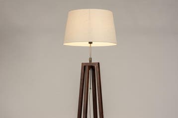 Rietveld Vloerlampen - Wit, Bruin - Stof, Hout, Huis en Inrichting, Lampen | Vloerlampen, Verzenden, Nieuw